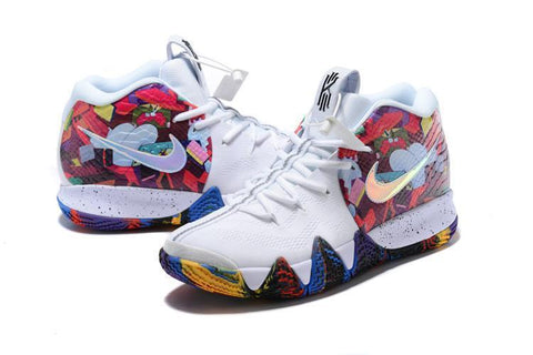 Nike Kyrie 4 Madness NCAA White Multicolor Basketball Shoes Sneaker Sale Size US 7,8,8.5,9.5,10,11,12