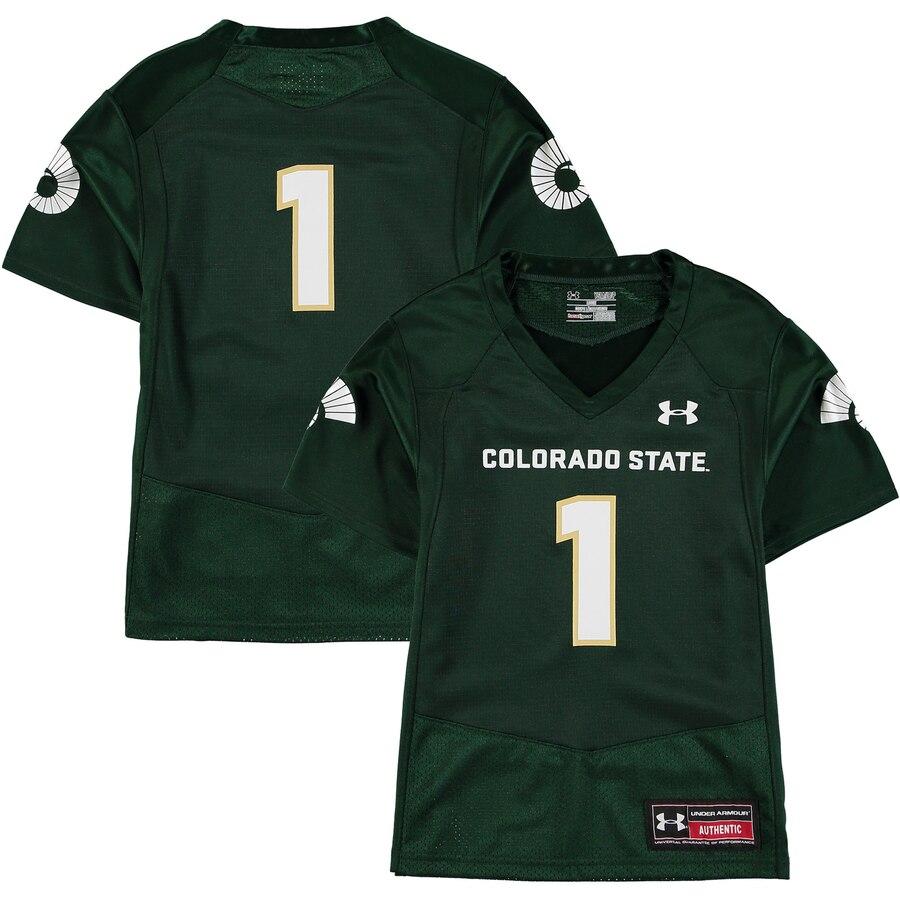 #1 Colorado State Rams Under Armour Youth Replica Performance Football Jersey – Green 2019