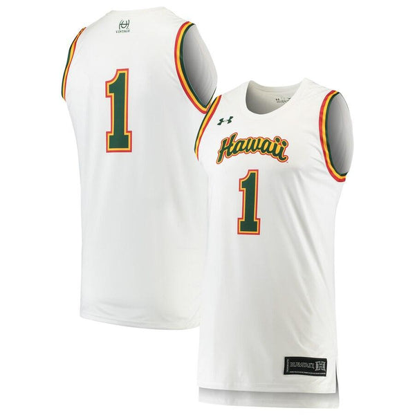 #1 Hawaii Warriors Under Armour Replica Basketball Jersey - White 2019