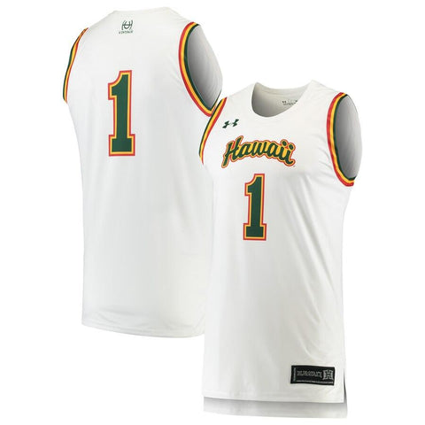 #1 Hawaii Warriors Under Armour Replica Basketball Jersey - White 2019