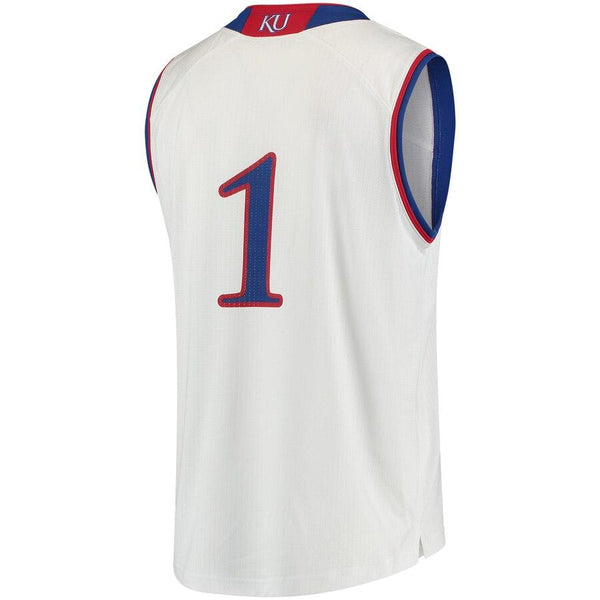 #1 Kansas Jayhawks  Replica Basketball Jersey – White 2019
