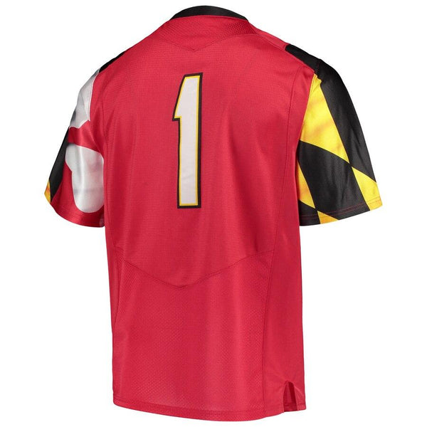 #1 Maryland Terrapins Under Armour Premier Football Jersey – Red 2019