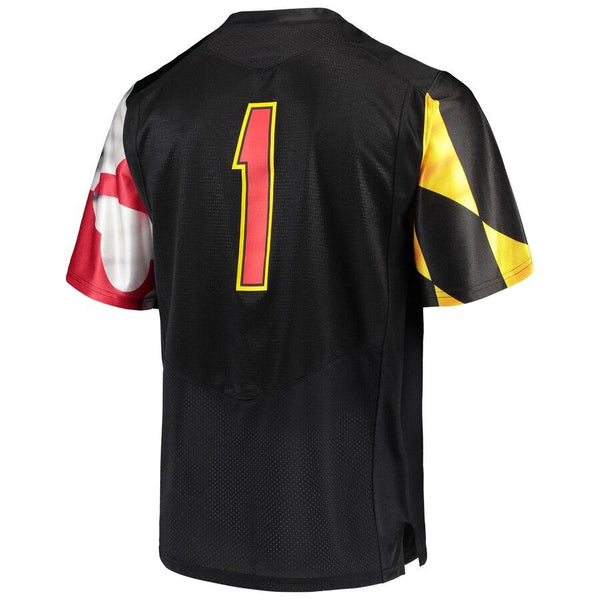 #1 Maryland Terrapins Under Armour Team Replica Football Jersey – Black 2019