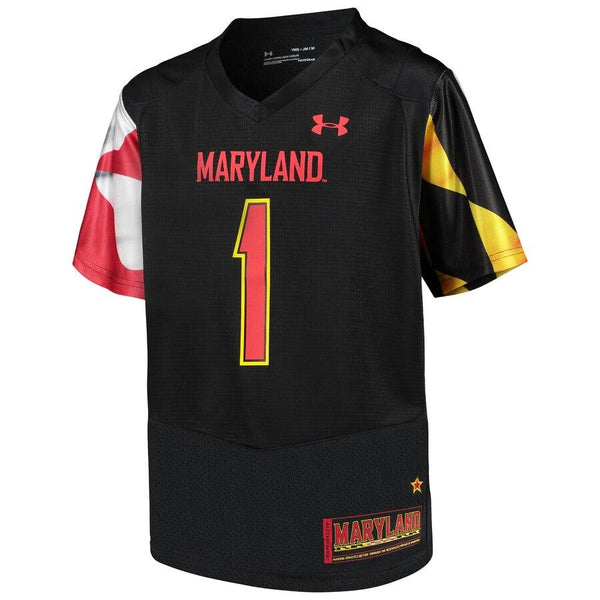 #1 Maryland Terrapins Under Armour Youth Finished Replica Jersey – Black 2019