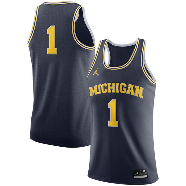 #1 Michigan Wolverines Jordan Brand Basketball Jersey – Navy 2019