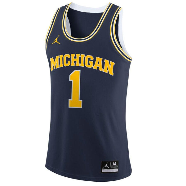 #1 Michigan Wolverines Jordan Brand Replica Basketball Jersey - Navy 2019
