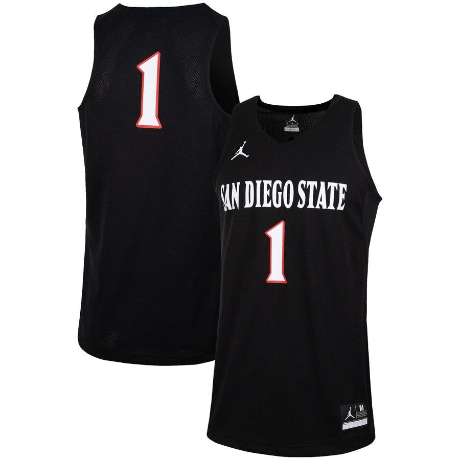 #1 San Diego State Aztecs Jordan Brand Replica Basketball Jersey – Black 2019