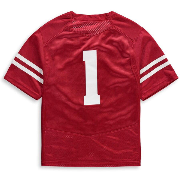 #1 Wisconsin Badgers Under Armour Youth Finished Replica Jersey – Red 2019