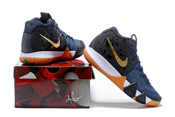 Nike Kyrie 4 Black Navy Gold Basketball Shoes Sneaker Sale Size US 7,8,8.5,9.5,10,11,12