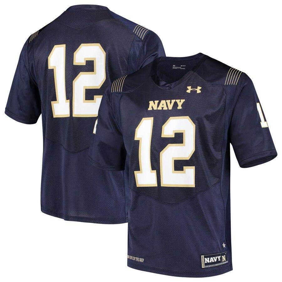 #12 Navy Midshipmen Under Armour Team Replica Football Jersey – Navy 2019