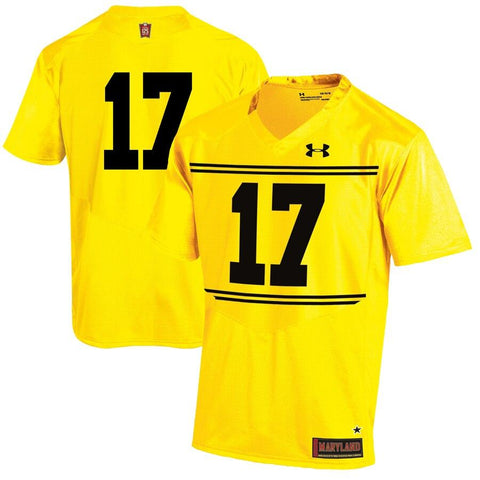 #17 Maryland Terrapins Under Armour 125th Anniversary Premier Football Jersey – Gold 2019