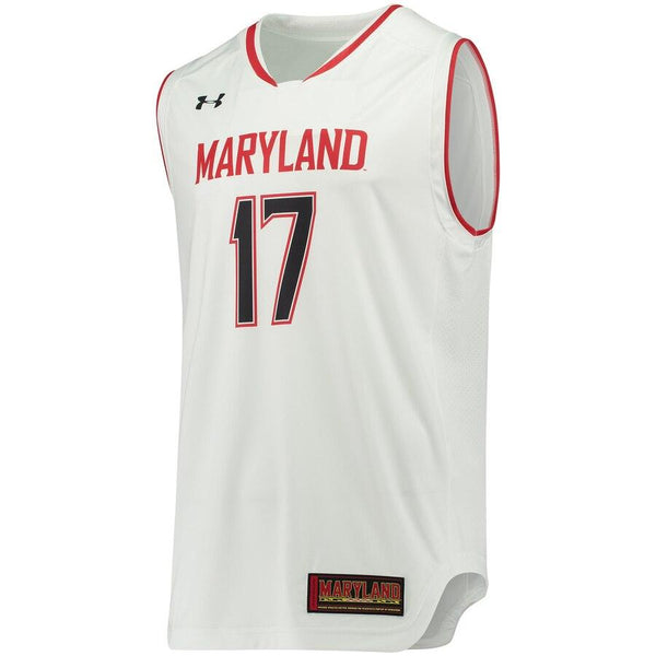 #17 Maryland Terrapins Under Armour Replica Performance Basketball Jersey – White 2019