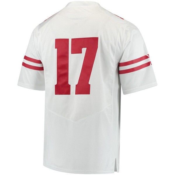 #17 Wisconsin Badgers Under Armour Premier Performance Football Jersey – White 2019
