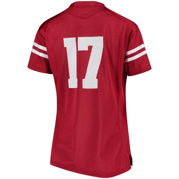 #17 Wisconsin Badgers Under Armour Women's Replica Performance Football Jersey – Red 2019
