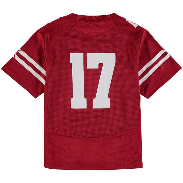 #17 Wisconsin Badgers Under Armour Youth Performance Replica Football Jersey – Red 2019