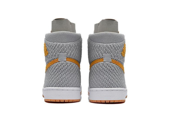 Nike Air Jordan 1 High Retro Flyknit Grey Orange Shoes Basketball Men Size US 7 - 13