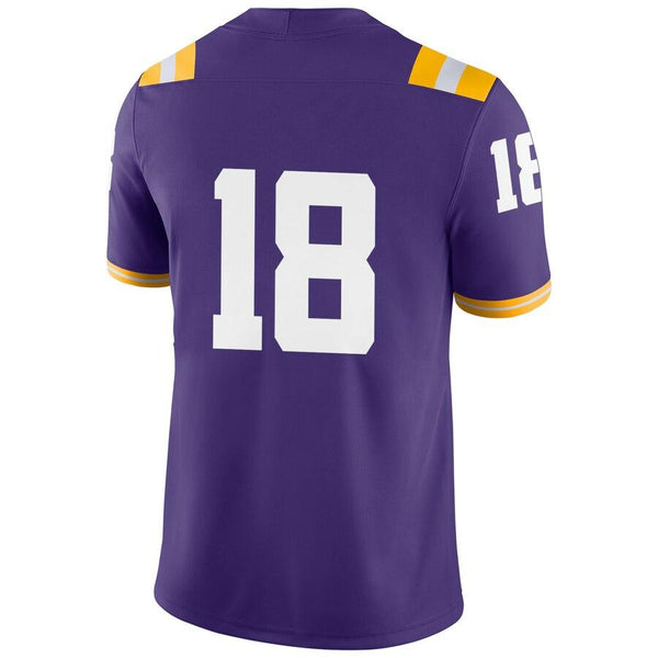 #18 LSU Tigers Football Game Jersey – Purple 2019