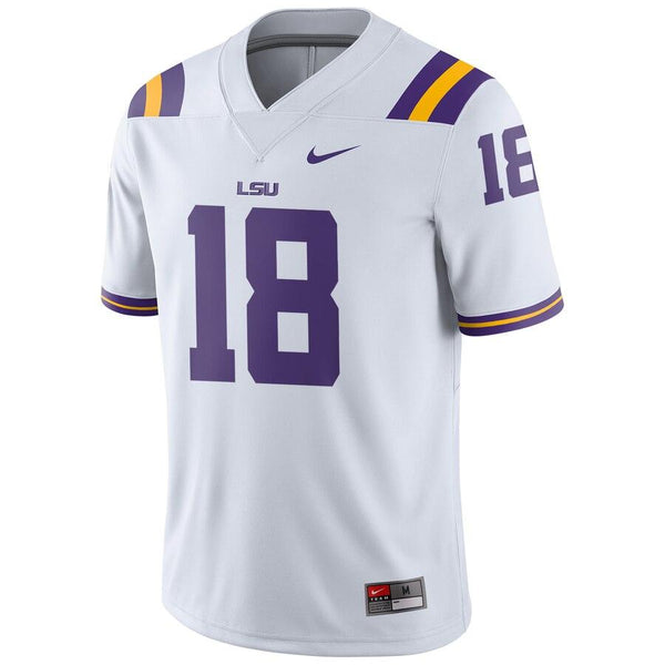 #18 LSU Tigers Football Game Jersey – White 2019