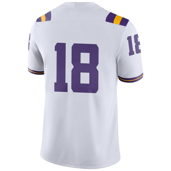 #18 LSU Tigers Football Game Jersey – White 2019