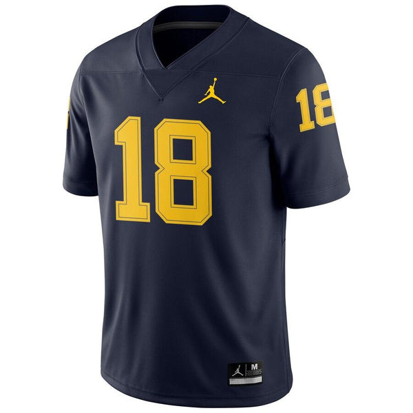 #18 Michigan Wolverines Jordan Brand Football Game Jersey – Navy 2019