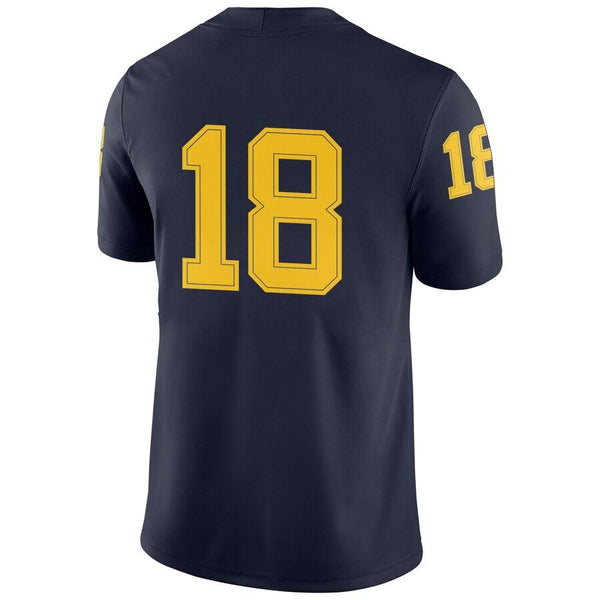 #18 Michigan Wolverines Jordan Brand Football Game Jersey – Navy 2019