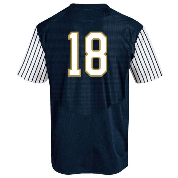 #18 Notre Dame Fighting Irish Under Armour Shamrock Series Pinstripe Replica Football Jersey – Navy 2019