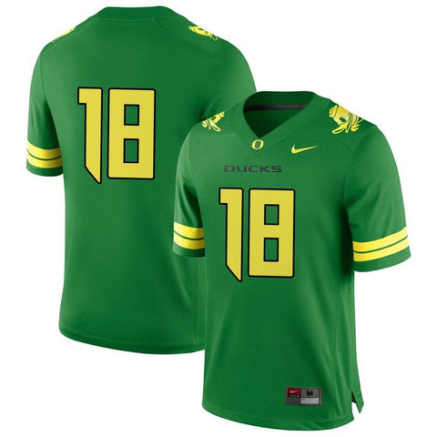 #18 Oregon Ducks Football Game Jersey – Apple Green 2019