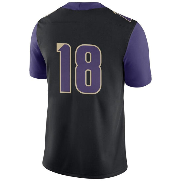 #18 Washington Huskies Football Game Jersey – Black 2019
