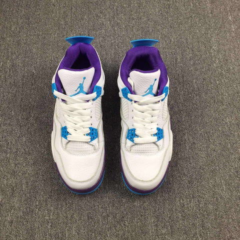 Nike Air Jordan 4 Retro “Hornets” White Blue Purple Basketball Men Size US 7 - 13
