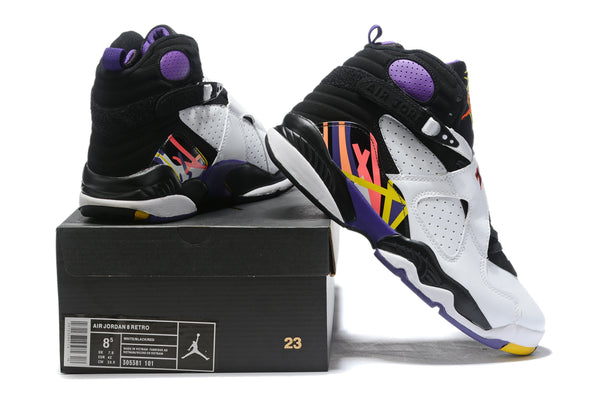 Nike Air Jordan 8 Retro 'Three-Peat' White Purple Black Sneaker Shoes Sale Men Size 8-13