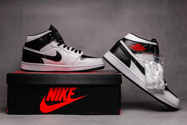 Nike Air Jordan 1 Mid Black White Red Sneaker Shoes Sale Men Size 7-12