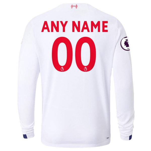 Liverpool New Balance 2019/20 Away Replica Long Sleeve Custom Jersey – White 2019