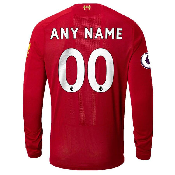 Liverpool New Balance Youth 2019/20 Home Replica Custom Long Sleeve Jersey – Red 2019