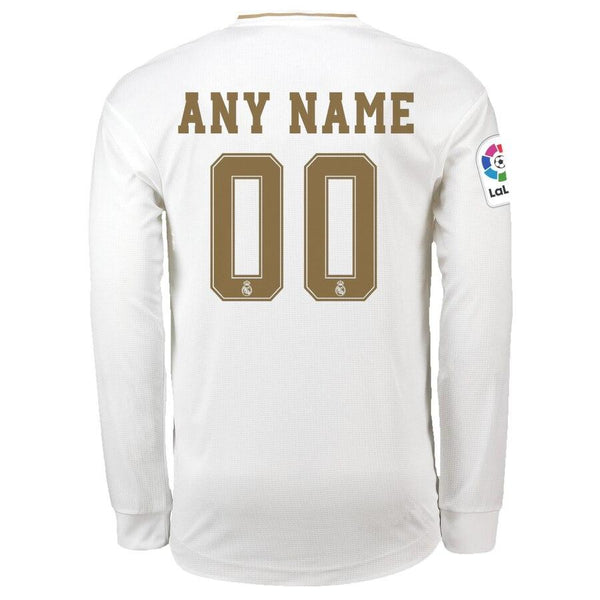 Real Madrid 2019/20 Home Replica Long Sleeve Custom Jersey – White 2019
