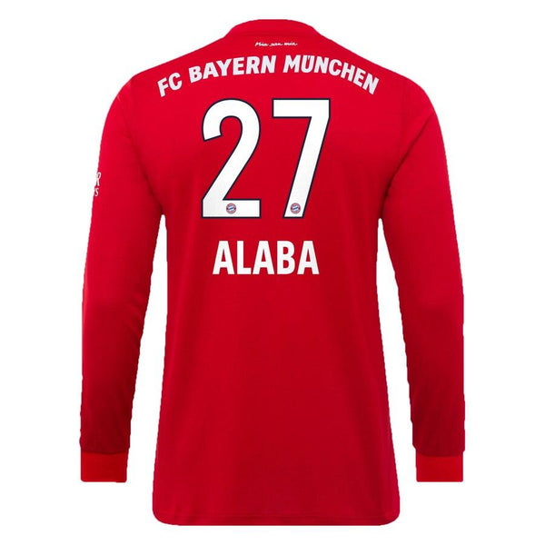 David Alaba Bayern Munich 2019/20 Home Replica Long Sleeve Player Jersey – Red 2019