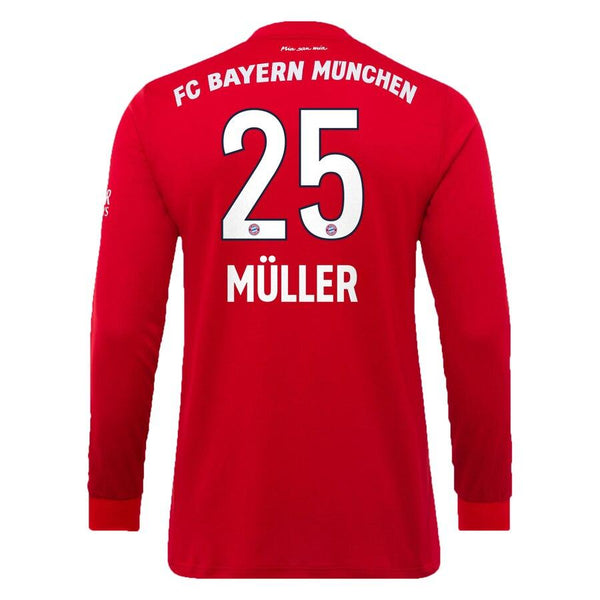 Thomas Müller Bayern Munich 2019/20 Home Replica Long Sleeve Player Jersey – Red 2019