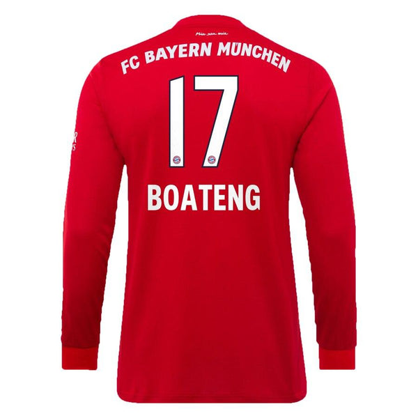 Jérôme Boateng Bayern Munich 2019/20 Home Replica Long Sleeve Player Jersey – Red 2019