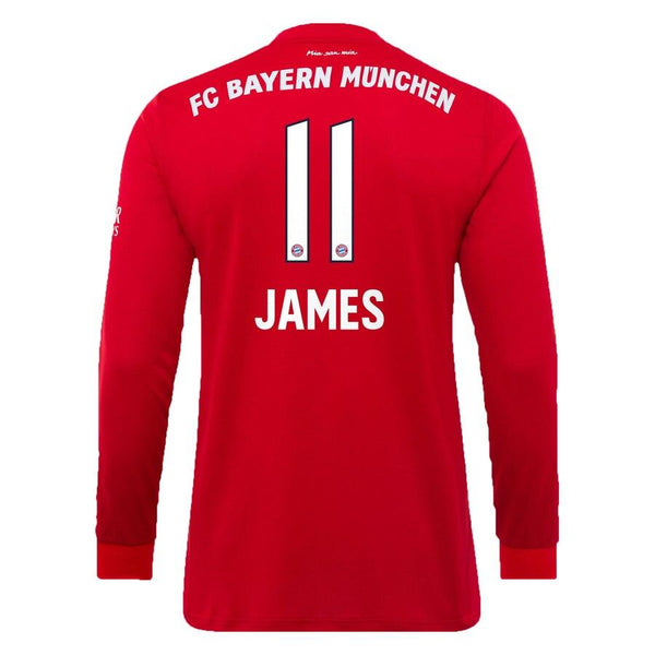 James Rodríguez Bayern Munich 2019/20 Home Replica Long Sleeve Player Jersey – Red 2019