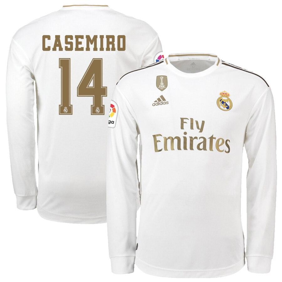 Carlos Casemiro Real Madrid 2019/20 Home Replica Long Sleeve Player Jersey – White 2019