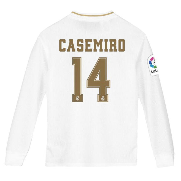 Carlos Casemiro Real Madrid Youth 2019/20 Home Replica Long Sleeve Player Jersey – White 2019