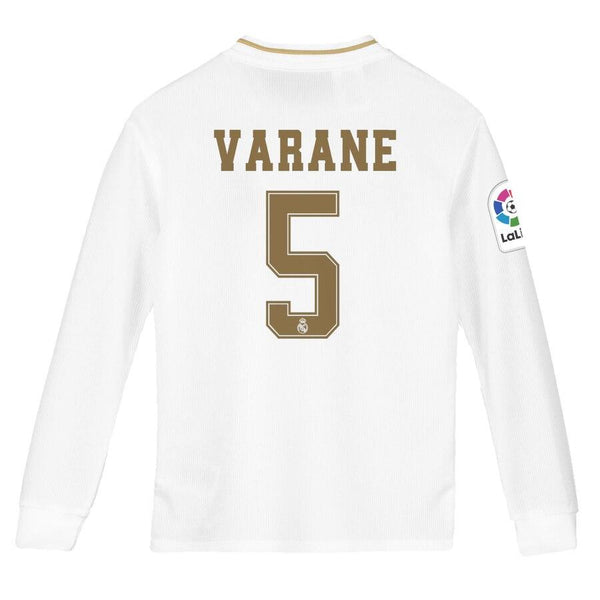 Raphaël Varane Real Madrid Youth 2019/20 Home Replica Long Sleeve Player Jersey – White 2019