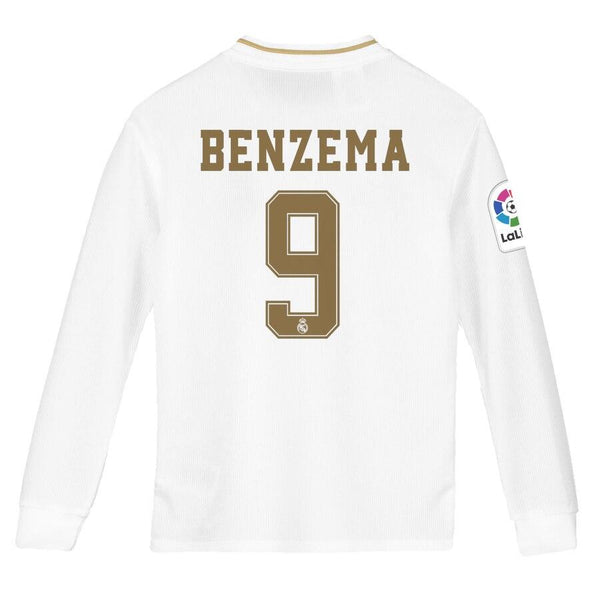 Karim Benzema Real Madrid Youth 2019/20 Home Replica Long Sleeve Player Jersey – White 2019