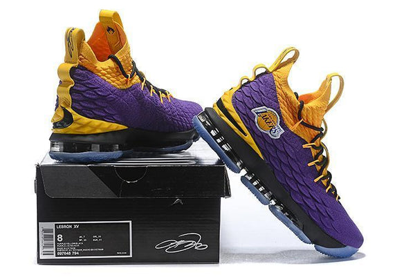 Nike Lebron XV 15 Purple Yellow Black  Men Shoes Sale Size US7,8,8.5,9,10,11,12