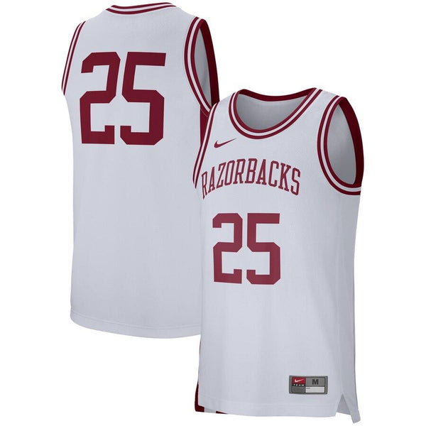 #25 Arkansas Razorbacks Retro Performance College Basketball Jersey – White 2019