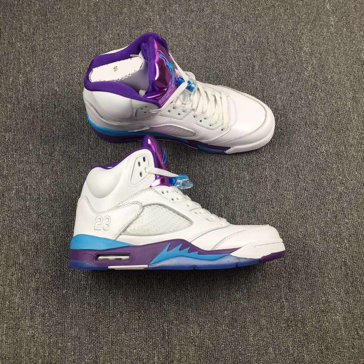 Nike Air Jordan 5 White Blue Purple Men Shoes Sale Size US 7, 8, 8.5, 9, 10, 11, 12, 13
