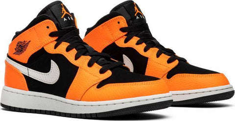 Nike Air Jordan 1 Mid GS Orange Black Shoes Basketball Men Size US 7, 8, 8.5, 9, 10, 11, 12, 13