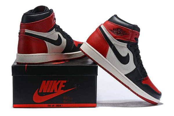 Nike Air Jordan 1 Retro High OG 'Bred Toe' Red White Black Sneaker Shoes Sale Men Size 7-12