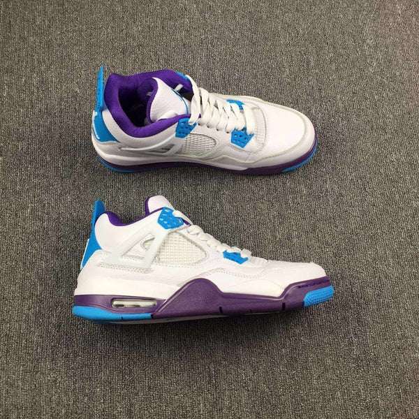 Nike Air Jordan 4 Retro “Hornets” White Blue Purple Basketball Men Size US 7 - 13