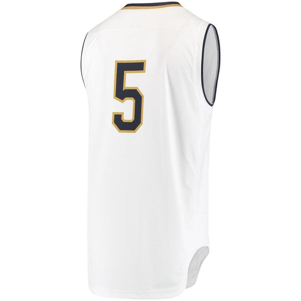 #5 Notre Dame Fighting Irish Under Armour Replica Performance Basketball Jersey – White 2019