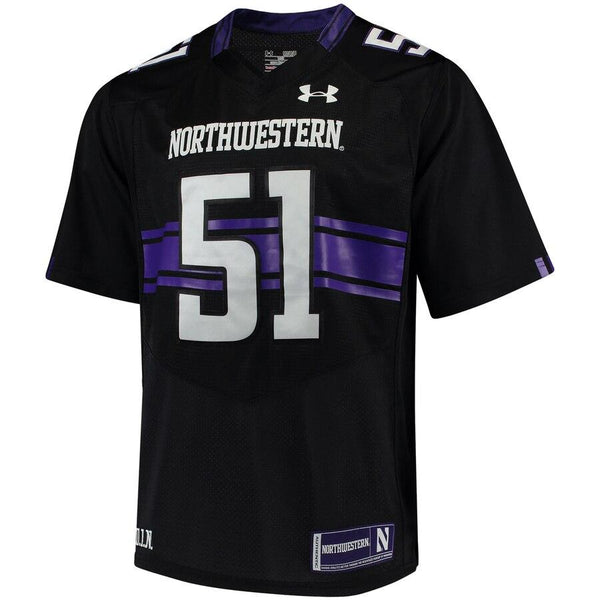 #51 Northwestern Wildcats Under Armour Premier Performance Football Jersey – Black 2019